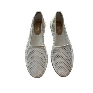 Kenneth Cole Reaction White Rhinestone Mesh Slip-On Sneakers Women’s Size 9.5 NI